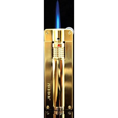 Blue Flame Torch Metal Creative Grinding Wheel Lighter Windproof Butane Gas Turbo Lighter Cigarette Cigar Accessories