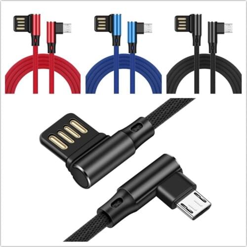 30cm 1m 1.5m 2m 3m 2A 90°double Elbow Fast Charging Micro Usb Cable High Speed For Samsung Sony Huawei Nokia PS4 Controller