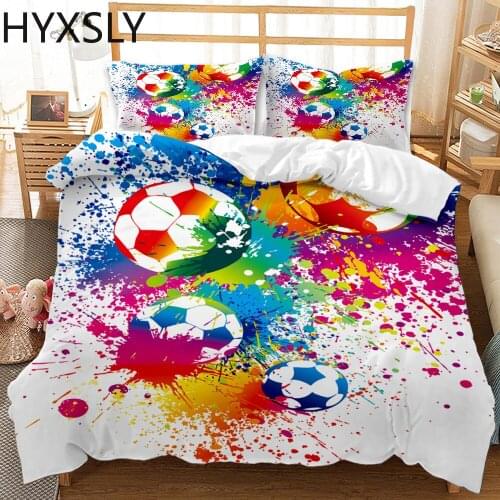 Oil Painting Football Bedding Set Soccer Sports Cool 3d Duvet Cover Set Kid Comforter Bed Linen 2/3pcs Bedcothes with Pillowcase