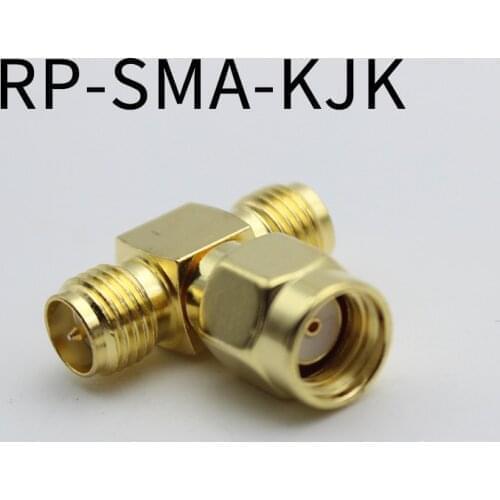 RP SMA 3 Way Splitter Connector Socket T-Type RP SMA Male To 2 Dual RP SMA Female Gold Plated Brass Coaxial RF Adapter Connector