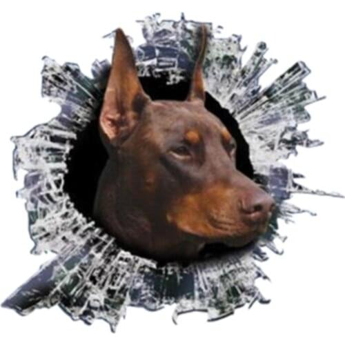 Creative Car Sticke 3D Red Doberman Car Window Decal Accessories Waterproof High Quality Vinyl Cover Scratches PVC 13cm X 12cm