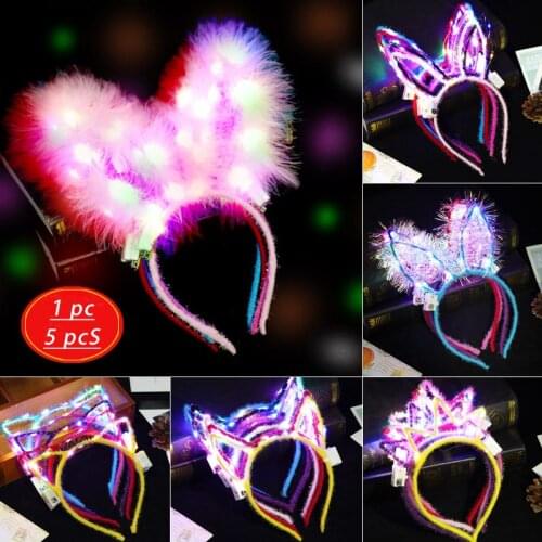 LAMP HEADRESS BLINKING LIGHT LED TIARA CROWN EARS HEADBANDS WREATH NEON HEN PARTY WEDDING BIRTHDAY EASTER GIFT DECOR HAIRBAND