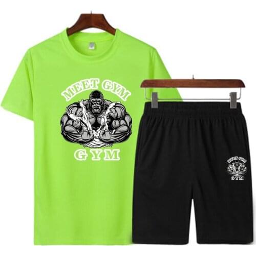 Summer Plus Size Mens Sports Suit Short-sleeved Shorts Sportswear Running Fitness Clothes Mens Suit Casual Quick-drying Clothe