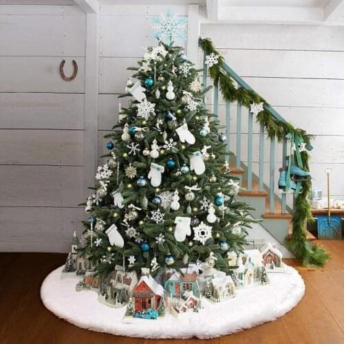 Hot 1Pcs Christmas Tree Long Snow Plush Skirt Base Floor Mat Cover Party Decor Festive & Party Supplies Christmas Tree Skirts