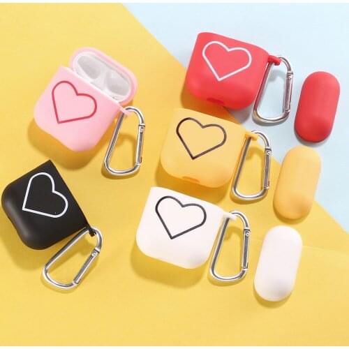 Cute Hearts Lover Earphone Case For Apple iPhone Charging Box For AirPods Pro Soft Candy Color Carabiner Cover Accessories