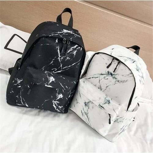 Fashion Teenager Backpack Boys Girls Marble Stone Print Backpack Rucksack Canvas Shoulder School Backpack Mochila Feminina