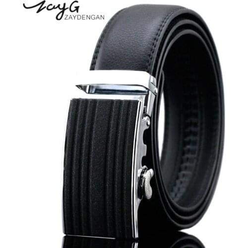 ZAYG Men Automatic Buckle Belt Luxury Men Belts High Grade Casual Cow Leather Belt Fashion Design Business Classic Buckle Belt