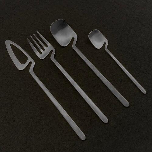 8Pcs Black Cutlery Set Matte Dinnerware Set Coffee Spoon Fork Knife 18/10 Stainless Steel Flatware Silverware Drop Shipping