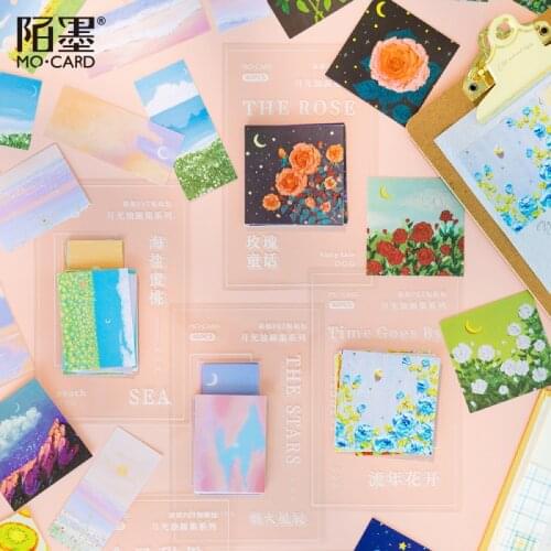 40Pcs/bag PET Sticker Moonlight Oil Painting Collection Diary Stickers Scrapbooking Material Decorative Stationery Sticker