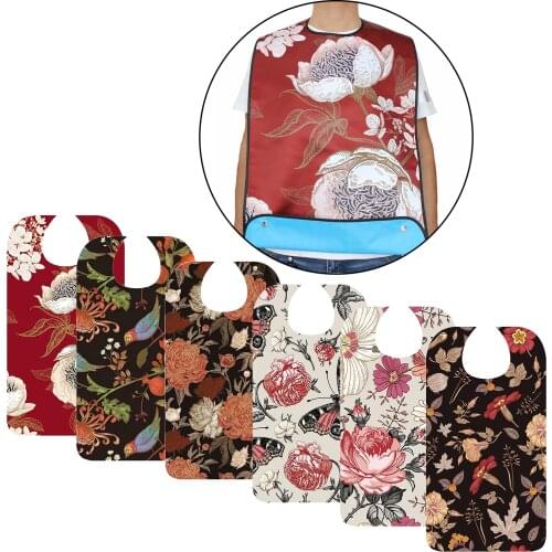 Printing Cotton Adjustable Bib Protecor for Women Seniors Elderly Patients