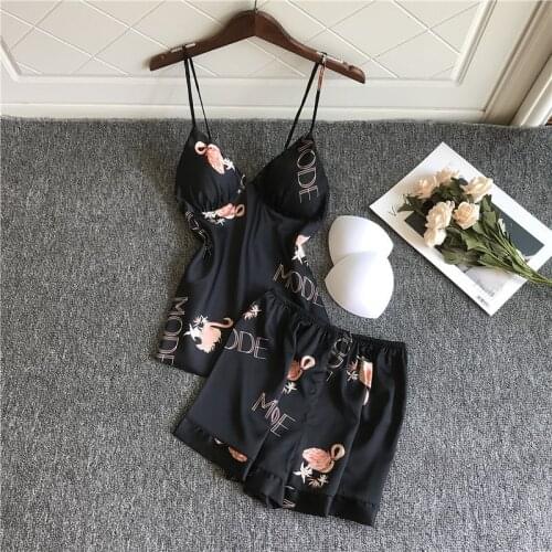 Flamingo Pajamas Satin Pijama Mujer Lounge Wear Nightie Sleepwear Pyjamas Set Women Sexy Nightwear Dropshipping