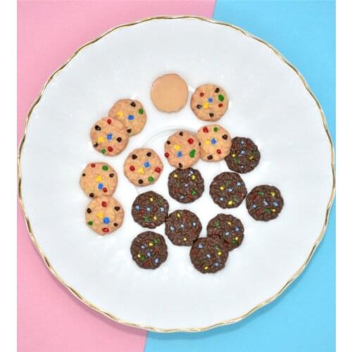 Julie Wang 10PCS Resin Biscuit Charms Random Mixed Flat Back Biscuit Artificial Food Pendant Jewelry Making Accessory Decor