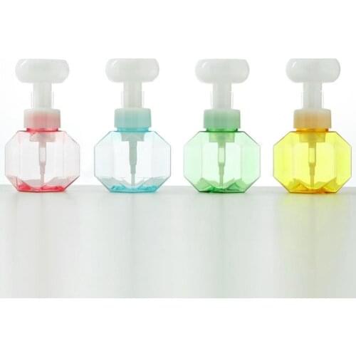 300ml Practical Soap Bottle Reusable Large Diameter Refillable Bottle Flower Pump Head Detachable Compact Travel Bottle for Home