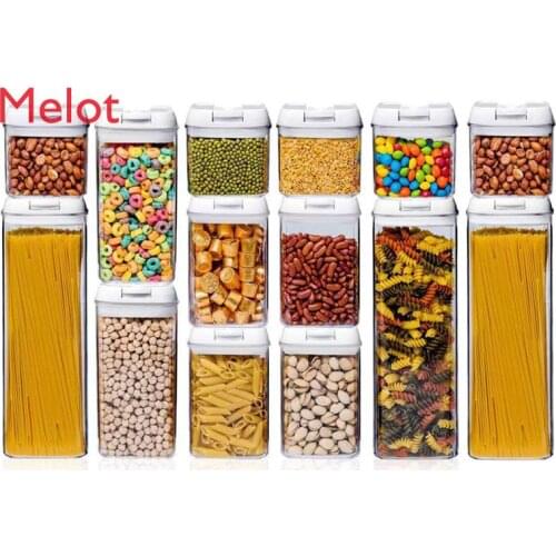 Production and Supply Small Square 14-Piece Sealed Cans Cereals Milk Powder Crisper Easy-to-Buckle Cans