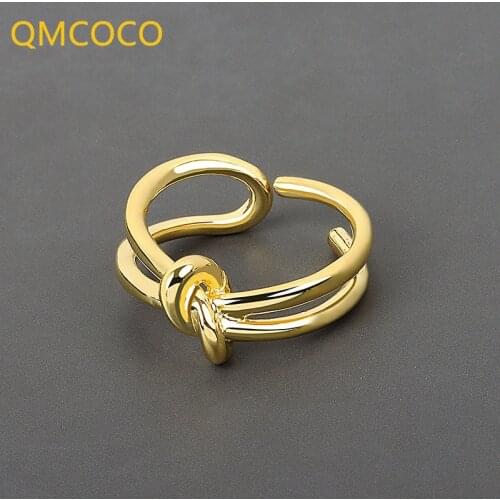 QMCOCO Minimalist 925 Sterling Silver Adjustable Ring Trendy Vintage Knot Handmade Party Classic Fine Jewelry Birthday Gifts