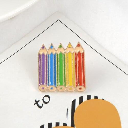 Rainbow Enamel Pins Gay Pride Brooch Love Is Love Badge Coloring Pencil Jewelry Cartoon Brooches Rainbow Jewelry Gifts Wholesale