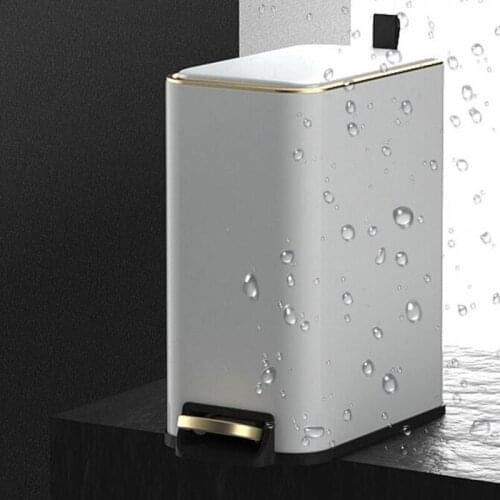 5L Light Luxury Pedal Trash Bin Kitchen Toilet Room Rectangular Garbage Can with Lid Waste Storage Bucket Trash Can White/Black