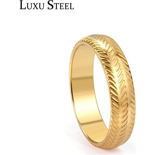 LUXUSTEEL Stainless Steel Rings For Women Men Gold Color Engagement Rings Wholesale Accessories Wedding