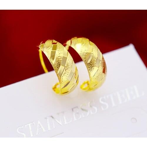 Fashion 14k Yellow Gold Earring Jewelry for Women Wedding Statement Clip Earrings Gold Shiny Elegant Girlfriend Birthday Gifts