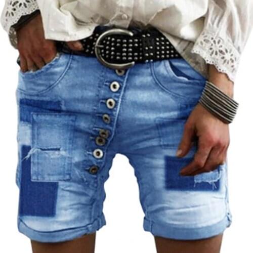 Women Fashion Pocket Shorts Spliced Design All Match Summer Streetwear Jeans Denim Stylish Short for Daily Life for Daily Life
