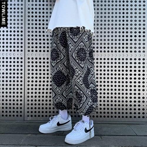 Harajuku Streetwear Mens Bandanna Printed Ankle Length Casual Harem Pants Couple Trousers Women Pantaloons Joggers Sweatpants