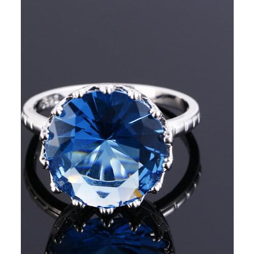 Top Quality Created Blue Sapphire Rings For Women Silver 925 Sterling Jewelry Ring Wedding Engagement Party Gift Size 6 7 8 9 10