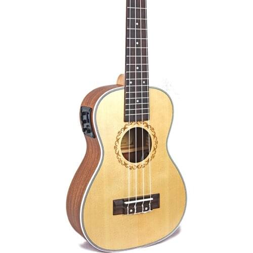 23" Concert Spruce Electric ukulele EQ4 Strings Hawaii mini small guita ukelele travel acoustic guitar Uke Concert