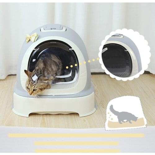 Cat Litter Box Reduces Litter Large Cat Litter Box Hooded Litter Tray Kitten Toilet Well Designed Space