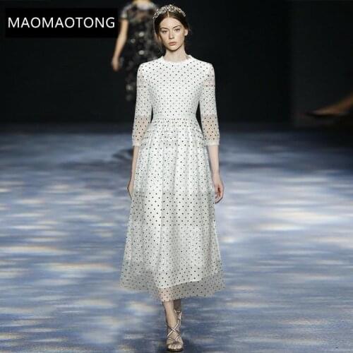 Womens Clothing Womens Clothing Fashion Designer Dress Spring Womens Dress Lace Patchwork Mesh Dots Slim Dresses