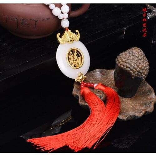 2PCS TOP good gift Pocket car home efficacious fortune Mascot Money Drawing gold jade lucky FU FENG SHUI Safety hanging talisman