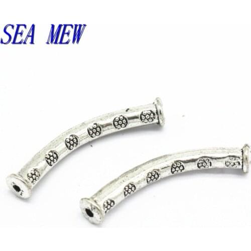 40 pieces/lot) 5*30MM antique silver Color vintage style alloy 1.5MM hole pipe bend bead connector jewelry findings hm592