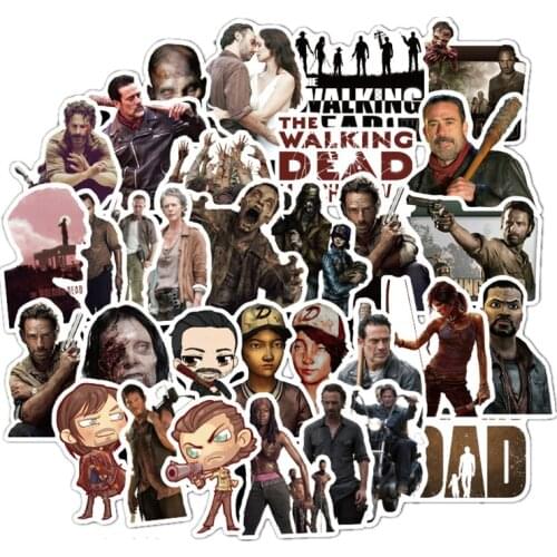 50PCS Walking Dead Stickers Pack For On The Laptop Fridge Phone Skateboard Travel Suitcase luggage Horror Sticker