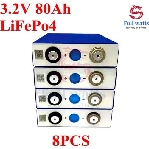 8PCS LiFePo4 battery 3.2V80A lithium iron phosphate battery pack 12V 24V EV RV diy solar electric boat electric car battery