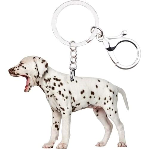Dalmatian Dog Keychain bark Lobster clasp Animal fashion cute keyring llaveros acrylic for boyfriends gift NOT 3D bag purse drop