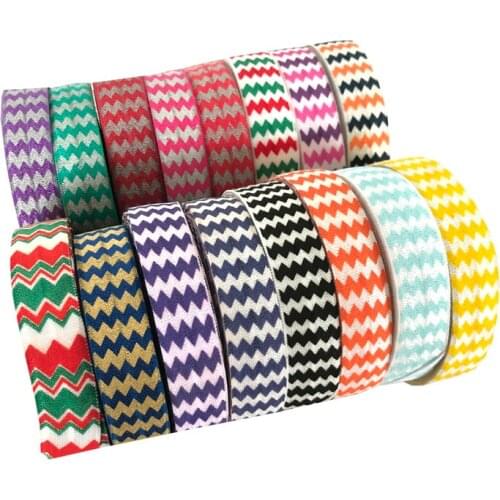 5 Yards 5/8 "15mm Rainbow Chevron print glossy Fold over elastic enemy spandex bandanna bandana hair tie tutu dress sewing