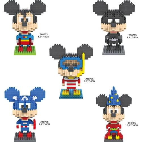 Disney nanobrick cartoon figures micro diamond block Mickey Mouse X marvel super heroes captain america magician build brick toy