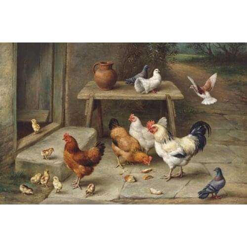 HOT SALE # ROOM home Decor art-Poultry Cock rooster chicken dove art oil painting - 30 inches -good quality--Free shipping cost