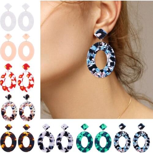 HOCOLE New Fashion Acrylic Drop Earrings For Women Geometric Pendant Acetate Dangle Earring Statement Bohemian Jewelry