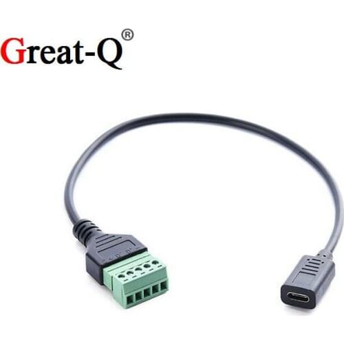 USB 2.0 Female B Micro usb mini usb Type-C Male to 5 Pin Female Bolt Screw Connector with Shield Terminal Plug Adapter Cable