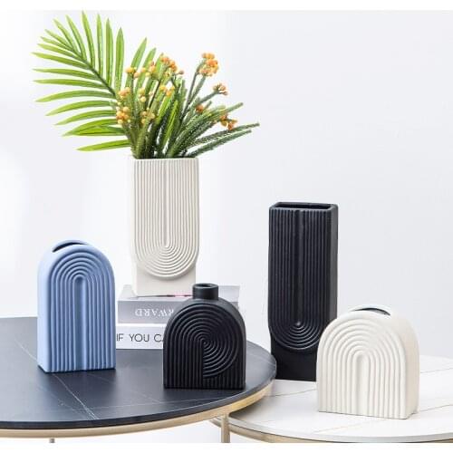 Nordic Ceramics Vase Ornaments Living Room TV Cabinet Desktop Flower Arrangement Dried Flower Vases Home Decoration Accessories