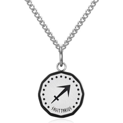 BOEYCJR Classic 12 constellations pattern Necklace&Pendant Fashion Jewelry HipHop Punk Necklace For Men or Women