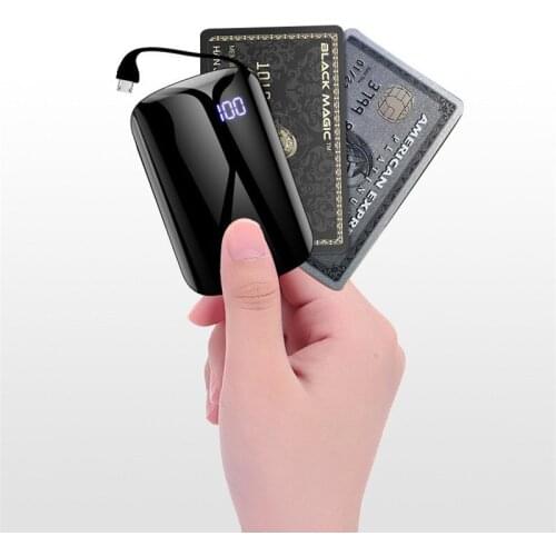 Mini Power Bank 30000mAh External Battery for Mobile Phone Portable Charger Digital Display Built in Cables 30000mAh Powerbank