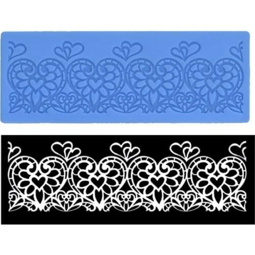 Lace Heart Lacework Silicon Chocolate Jelly Candy Bakeware Mold Cake Stencil DIY Pastry Soap Mould Baking Tool K821