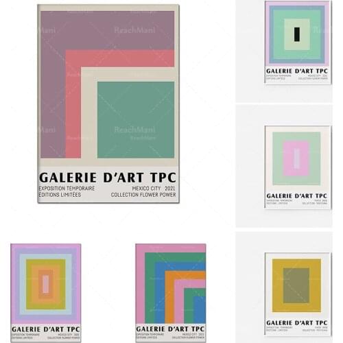 Hot-selling Nordic Color Block Rainbow Printing | Rainbow 70s Retro Art Print Museum Poster Abstract Artwork Mid-century Geometr