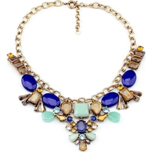 Fashion accessories womens multi-colored flower statement maxi necklace
