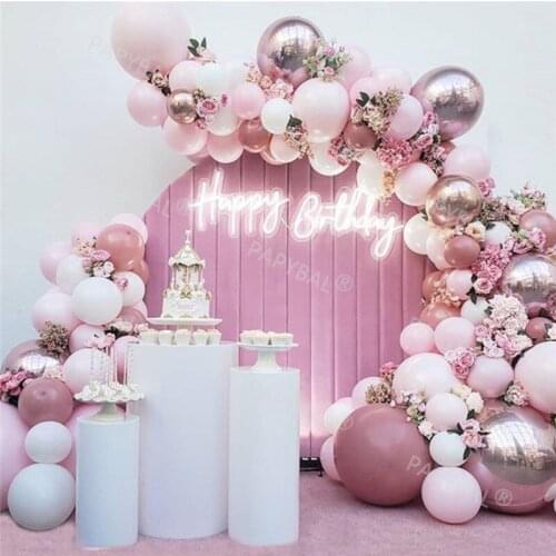 112pcs Retro Dust Pink Balloons Set Bithday Party Arch Garland Balllon Decorations Valentine Baby Shower Baptism Globos Supplie