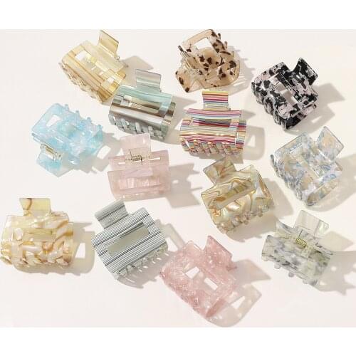 New Geometric temperament Acetate solid color retro leopard Hairgrip Barrette Hair Claws Women girls Hair Accessories Headdress