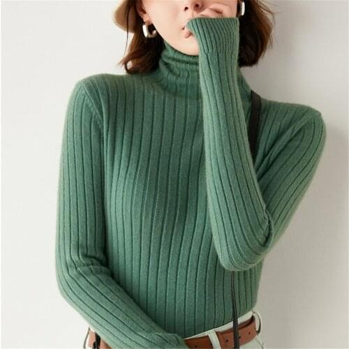 2021 Autumn Elegant turtleneck soft Cashmere sweater women Turtleneck winter slim pullover sweater solid color inner basic tops