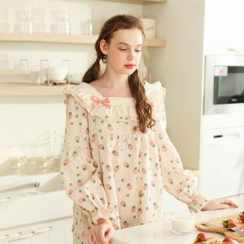 Autumn New Long Sleeve Daily Pajamas Set Women Pure Cotton Soft Comfortable Home Clothes Elegant Floral Print Nightclothes Suit