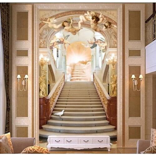 Custom 3 d wallpaper. Angel stairs to heaven murals for sitting room background wall vinyl papel de parede